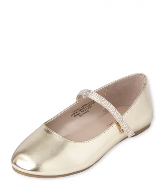 Childrens Place Gold Jewelled Single Strap Ballet Flats
